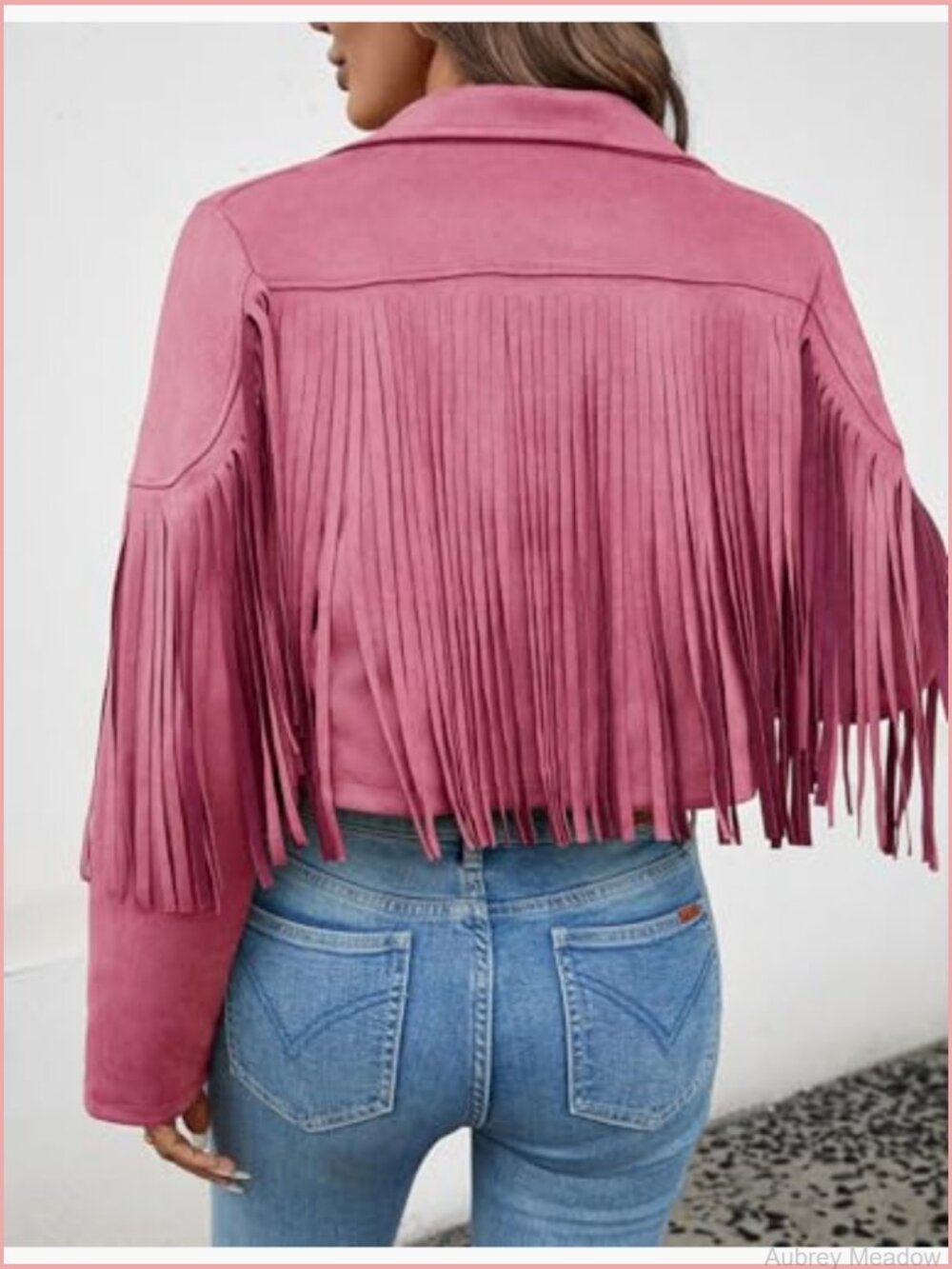 Faux Suede Fringe Cropped Jacket With Lining Western Cowgirl Coat - Picture 2 of 7